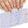 3D Flower Leaf Nail Stickers 12 Sheets Self-Adhesive Floral Decals for Nail Art Summer Wildflowers Blossom Leaves Design Manicure Decorations DIY Plants Sliders Nail Art Accessories for Women - style: Wildflowers