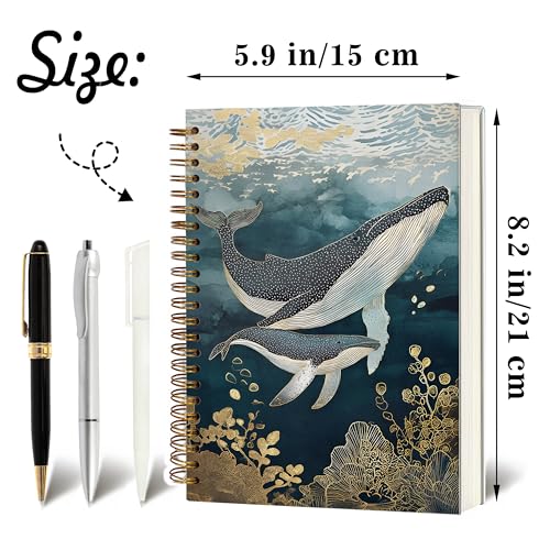 Journaling Notebooks for Women, Whale and Ocean Diary Notebook - Marine Life Notebook Journal Gifts, A5 Spiral Journal Notebook Office Supplies Gifts for Women Birthday Graduation Christmas (Blue-Whale) - color: Blue-Whale