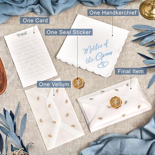 Mother of the Bride Gifts Wedding Handkerchief Keepsake - color: Mother of the Groom, style: Gold Olive Leaf