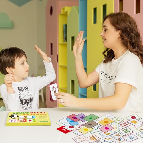 Flash Cards for Toddlers Learning – 54 Double-Sided Alphabet, Number, Color & Shape Cards – Durable Preschool Educational Toys for Kids Ages 2-5, Waterproof & Tear-Resistant, Montessori Early Learning