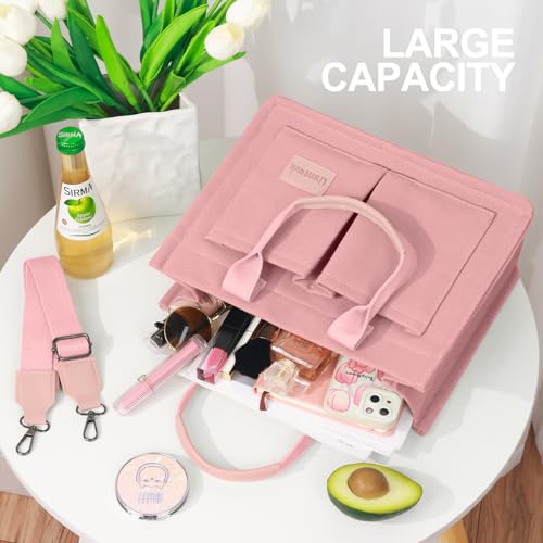 LHMTQVK Canvas Tote Bag for Women, Work & Bible Study Handbag - color: Pink