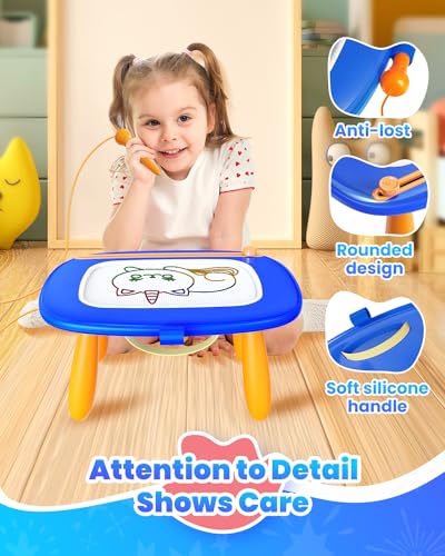 Seimome Toddlers Toys Ages 1-3, Magnetic Drawing Board, Doodle Board Pad Learning and Educational Toys for 18 Months Baby, 1-3 Yr Kids Birthday Gifts- Dark Blue - color: Dark Blue