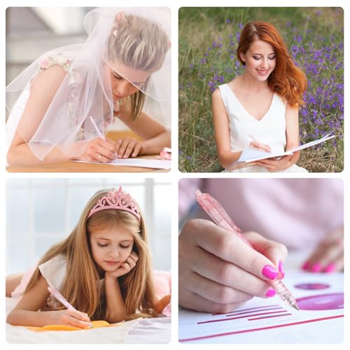 10PCs Pastel Gel Ink Pen Set,Retractable Black Ink Pens 0.5mm Fine Point - color: Pink
