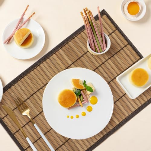 Bamboo Placemats Set of 8 with Fabric Border, Table Mats, Brown - color: Brown, size: Set of 8