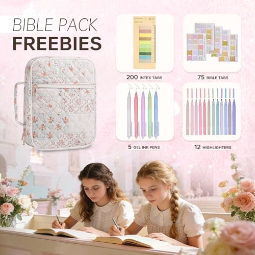 Bible Cover Case for Women Large Bible Cover Bag Quilted Bible Carrying Case for Girls Bible Study Supplies Accessories Christian Gifts for Women (Color Mosaic, Large) - color: Color Mosaic