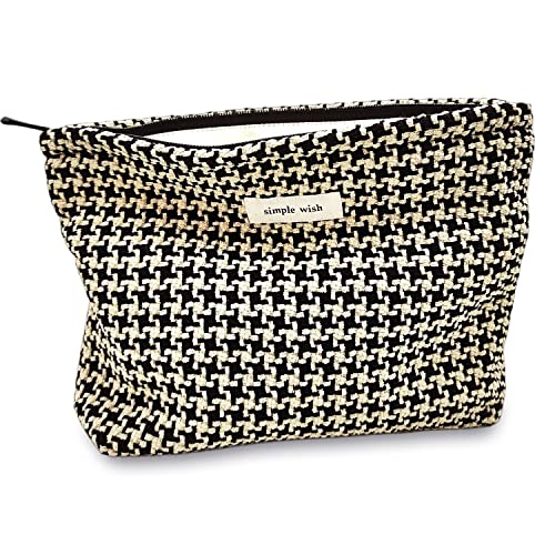 STARDW Travel Makeup Bag Organizer, Cosmetic Pouch for Women, Puppytooth - color: Checkered