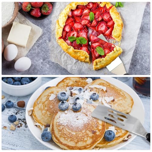 3 Pieces Small Metal Spatula Set, Mini Stainless Steel Serving Spatulas for Kitchen Use, Ideal for Flipping Pancakes, Brownies, Cookies, Cakes, Eggs – Professional Cooking & Baking Utensil