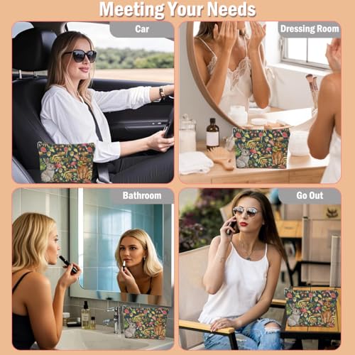 Cute Rabbit Makeup Bag, Rabbits Bunny Gifts Cosmetic Bags Travel Pouch - color: Multicolor 0143