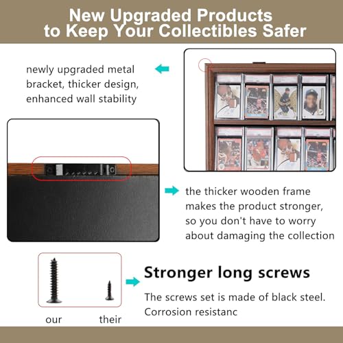 VERANI 35 Graded Sports Baseball Card Display Case Wall Mount Walnut - size: Large-Vertical-Walnut-Blacklock