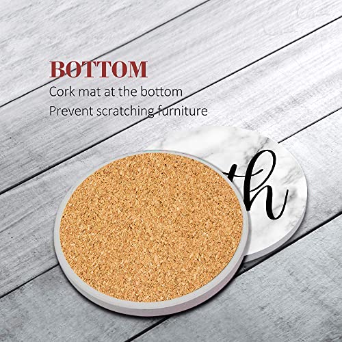 Britimes Coasters for Drinks, Set of 6, Ceramic Stone, White Marble - color: Retro 9
