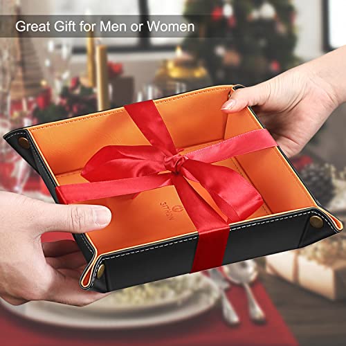 SITHON Valet Tray Desktop Storage Organizer Nightstand Caddy Holder - color: Orange