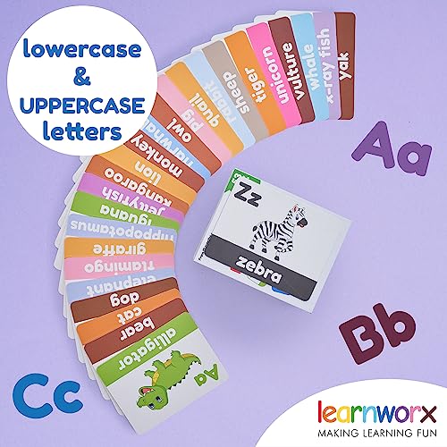 Alphabet Flash Cards for Toddlers | Award-Winning | 52 ABC Flashcards for Baby & Kids|ABC Cards Kindergarten | Large Upper and Lower Case | Large A-Z Learning Letter Animal Flashcard for Ages 1,2,3&4