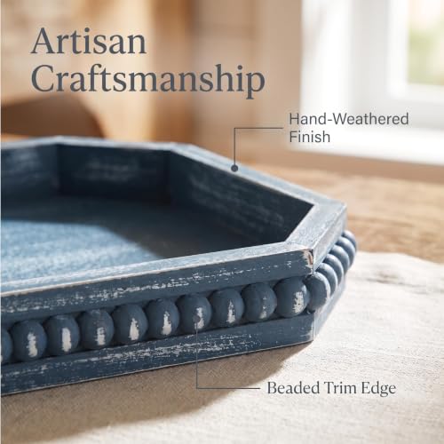 Hrastany Blue Wood Deocrative Tray, Coffee Table Tray for Centerpiece - color: Burnt-c8, size: 15.7" x 10.2" x 1.6"