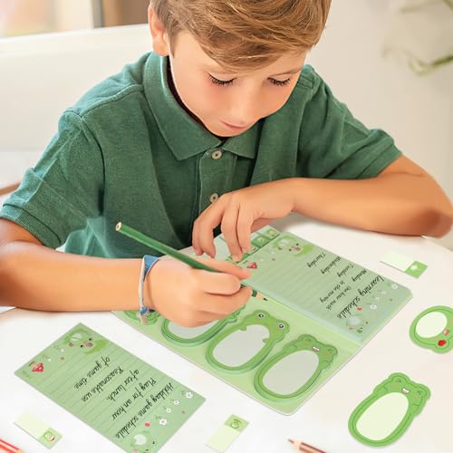 I Just Really Like Frogs Sticky Notes Set, Cute Sticky Notepads Cartoon Frogs Self-Stick Notes Pads Animal Sticky Notes Divider Tabs Writing Memo Pads for Frog Lovers Office School Supplies - style: Frogs