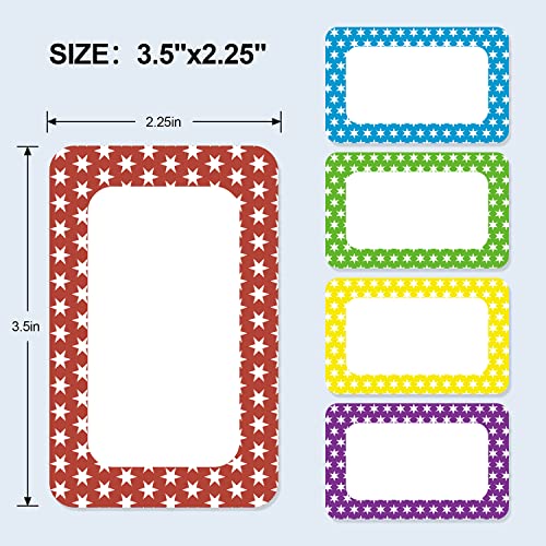 Batrical 3.5"x2.25" Colorful Name Tags 200pc 5 Colors Name Tag Stickers for Office, School, Classroom, Kitchen, Refrigerator