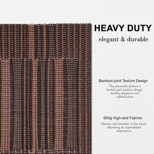 Placemats Set of 8, Vinyl Woven Heat-Resistant Place Mats - color: Black Brown, size: Set of 8