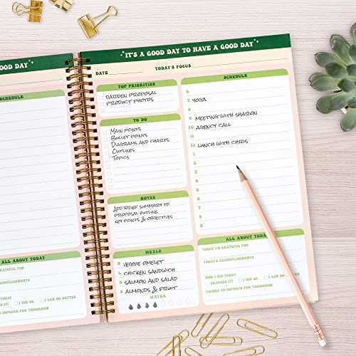 To Do List Cute Planner Undated Notebook, A4 Large Hardcover Spiral Schedule Retro Notebook, Aesthetic Daily for Students Girls Teens , Pink, Green (8.5x11) - color: Retro Pink