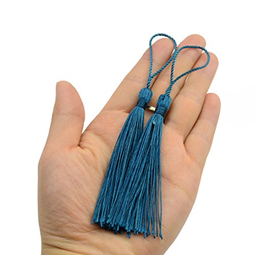 100Pcs 5 Inch Silky Bookmark Tassels for Jewelry, Souvenir(Dark Teal) - color: Dark Teal