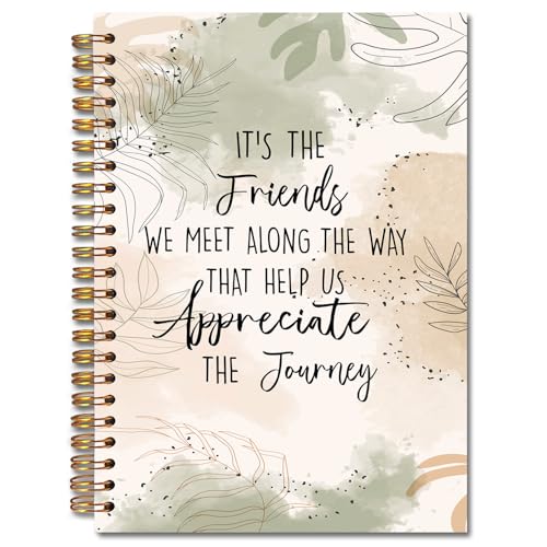 JINYO Boho Friend Gifts Notebook, Gifts for Best Friend Journal, Friendship Gift Journal, It's the Friends We Meet Along the Way That Help Us Appreciate the Journey Spiral Notebooks 5.5x8.3 Inch - color: white Boho Friend Notebook