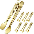 HINMAY 6PCS Mini Serving Tongs 4 Inches Small Rose Sugar Cube Tongs (Gold) - size: 4-Inch