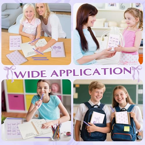 CNhoqc Purple Spiral Journal Notebook, 4 Sets A5 Ballpoint Pens Organza Bags - color: 4-Set Purple Bow