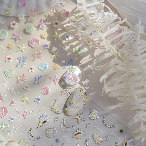 5D Embossed Under The Sea Stickers for Nail Art, Jelly Fish (to5074) - style: to5074