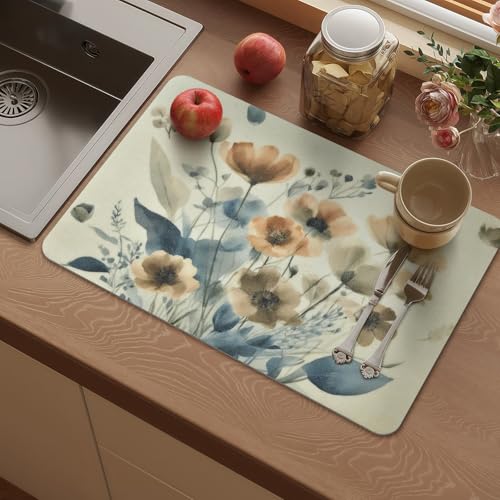 Vinyl Placemats Set of 6-12x17 Inch - Heat Resistant Washable Place Mats Waterproof Non-Slip Wipeable Table Mats for Dining Table Decor, Spring Outdoor Plastic Placemat - color: Floral