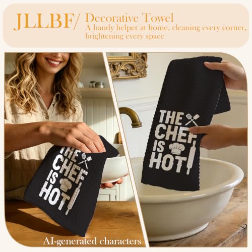 Funny Chef Kitchen Hand Towels 16x24 Inch, Cooking Gifts for Women Men, the Chef is Hot Decorative Hand Towels for Kitchen Dining Room, Housewarming Gifts - color: Is Hot