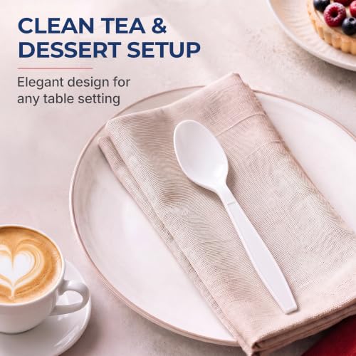 BluShine Extra Heavy Duty Plastic Teaspoons, Disposable Bulk Utensils