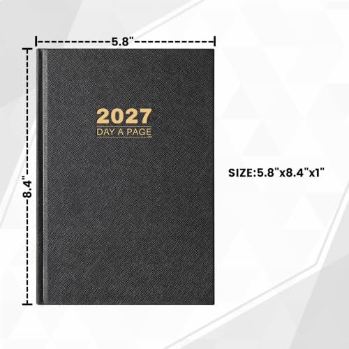 2027 Diary - Diary Full Page Per Day, Daily Planner 2027 - color: Black (2026-2027)