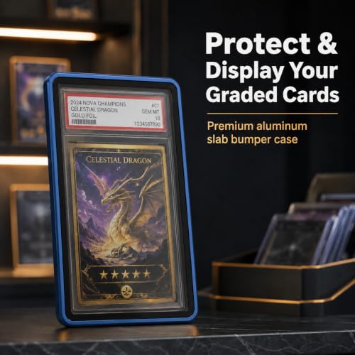 PSA Slab Case, Magnetic 9-Point Lock Display Protector, Blue - color: Blue