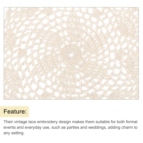uxcell Lace Doilies, 4pcs 8" - Cotton Woven Round Crochet Coaster, Floral Design Fabric Handmade Placemat for Drink Wedding Party Decoration (Beige) - color: Beige