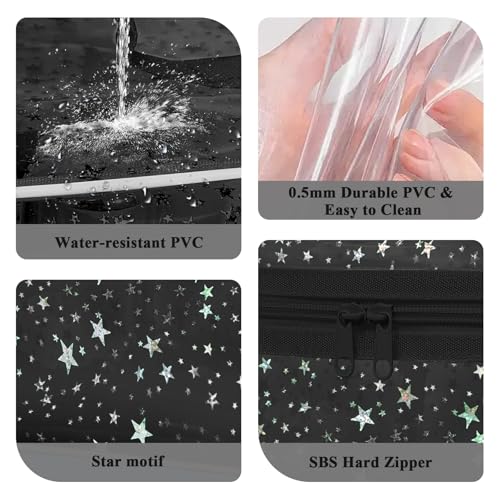Star Clear Makeup Bag, Waterproof Travel Cosmetic Bag Toiletry bag,Black - color: Black