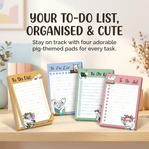 4 Pads Pig Cute Sticky Notes 4x6 Funny Post it Notes Animal Stationary - color: Pig