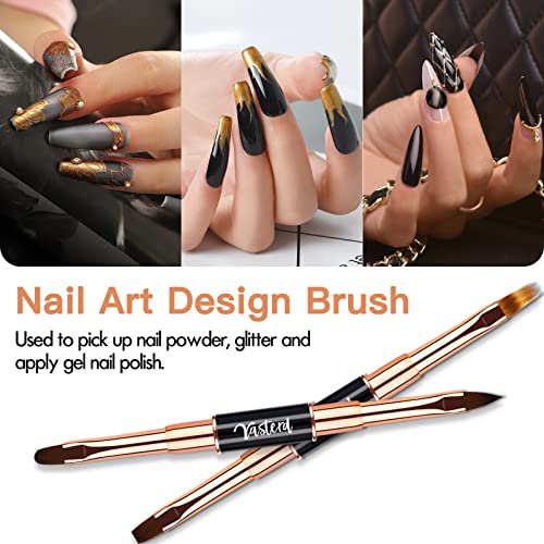Yasterd Nail Art Brush Set,Professional 5pcs Double-Ended Nail Art Brushes - color: Black
