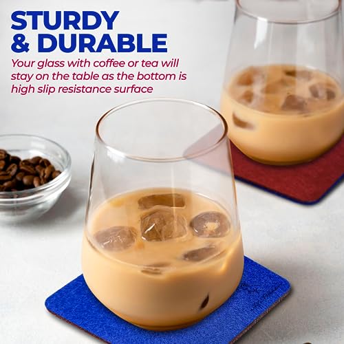 A&A Wonders Premium Felt Coasters for Drink, Absorbent Felt Protects Furniture, Table, Anti Slip, Absorbent, Suitable for Drinks & All Table Types (Wine Red/Royal Blue, All 3 Style, 6 of Each Style) - color: Wine Red/Royal Blue, size: All 3 Style, 6 of Ea