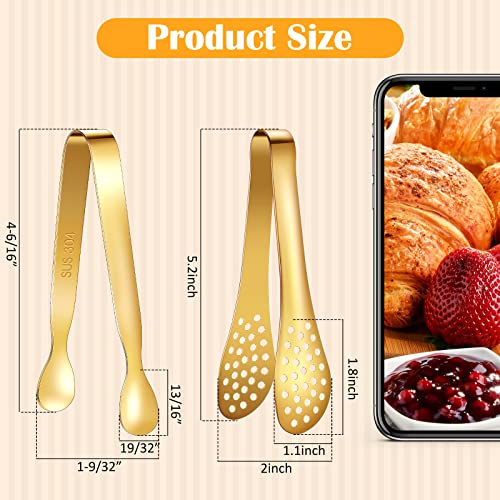 Vesici 12 Pcs Mini Serving Tongs 5 Inch Small Food Tongs, Gold - color: Gold