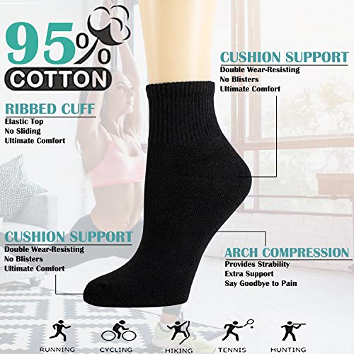 NevEND 6 Pairs Women's Mini Crew/Ankle Cotton Athletic Socks with Thick Cushioned 9-11 - color: Black