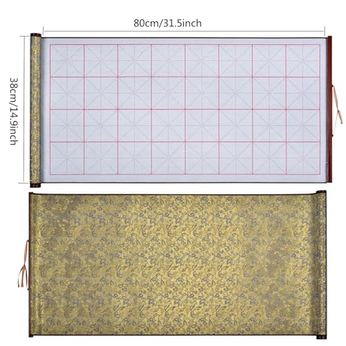 MEGREZ Reusable Water Writing Calligraphy Cloth Set No Ink Practice Kit - color: Yellow