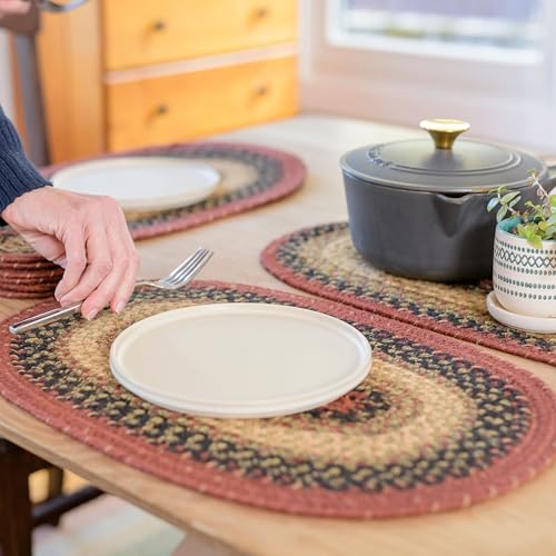 Homespice Highland Braided Placemats for Cabin Decor, Oval 13x19 Set of 4 - color: Highland