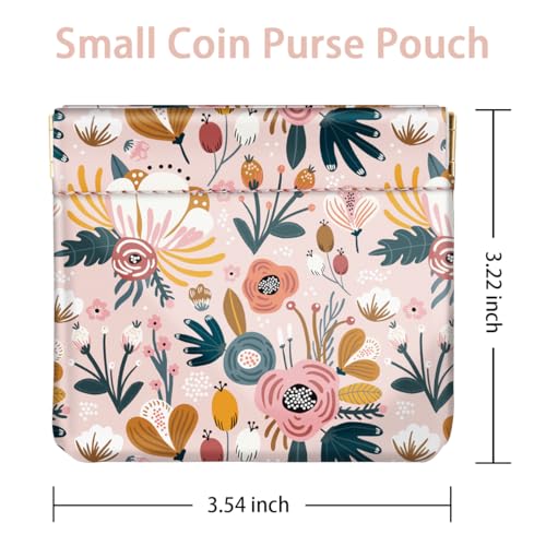 Squeeze Coin Purse Pouch Mini Coin Pocket Portable Change Wallet - color: Pink Flowers, size: Mini (3.54"x3.2")