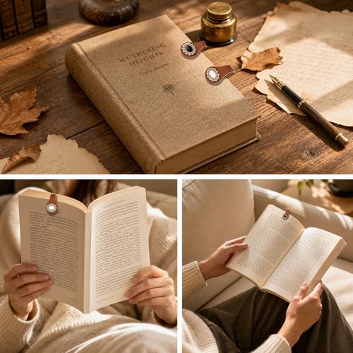 Vintage Magnetic Bookmark Gifts - 2 Pcs Cat Eye Stone Leather Magnet Book Marks PU Page Markers Clips Accessories for Reading Women Lovers Bookish Readers Students Teachers Birthday School - style: Cat Eye Stone