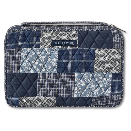 Bella Taylor Small Bible Cover, Quilted Bible Case, Heritage Blue Patch - color: Heritage Blue Patch, size: Small
