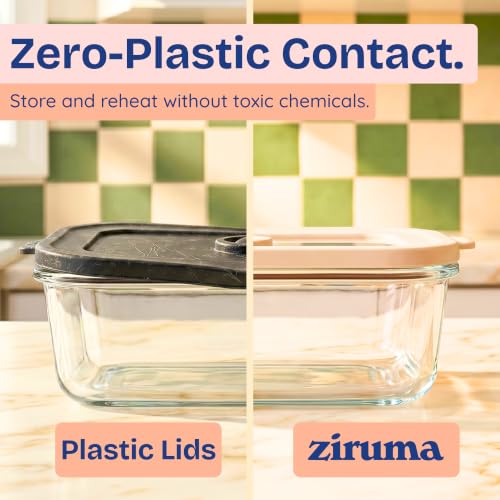 Non-Toxic Glass Food Containers with Lids, 2-Pack, 50 oz, Airtight, Beige - color: Beige, size: 50 Oz