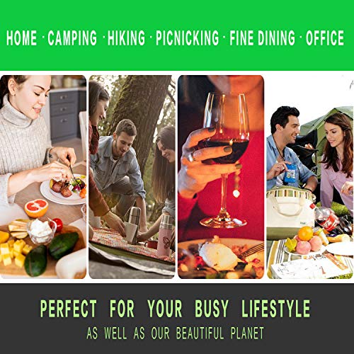 UPTRUST 2 Set Bamboo Cutlery Set Bamboo Travel Utensil Reusable Organic Bamboo Utensil Fork Knife Spoon Chopsticks Straw Cleaning Brush for Travel Picnic School Office（Black & Red） - color: Black/Red