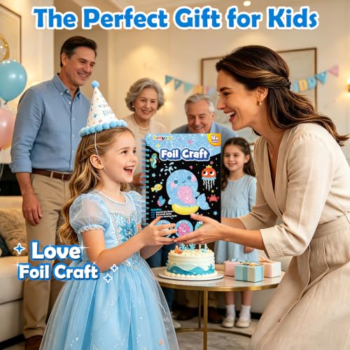 FUNNYB&G Foil Art Craft Kit for Kids, Sparkly Birthday Gift Toy for Kids - style: Ocean
