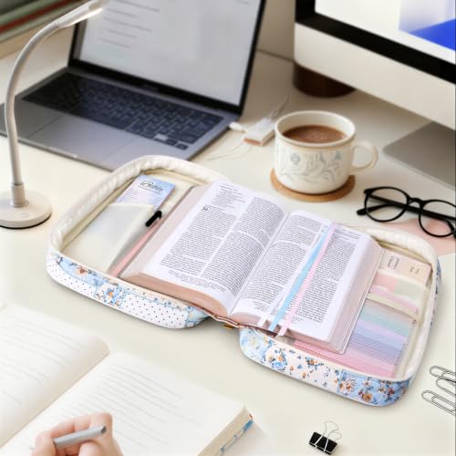 XKDOUS Bible Cover for Women Bible Bag Kit Church Book Holder Carrying Case - color: Dot Patchwork