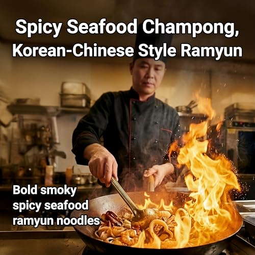 Nongshim Champong Noodle Soup, Smoky Spicy Seafood Korean Ramen, 4 Pack