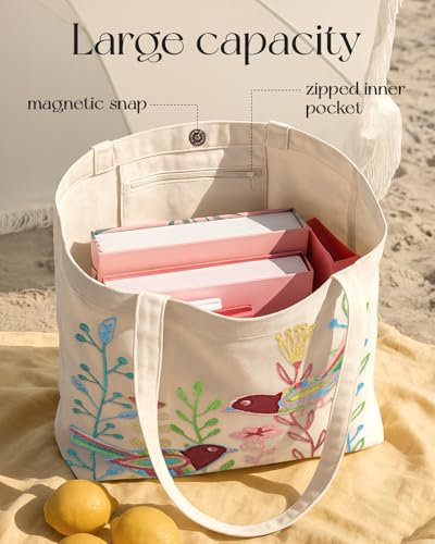 Miss Adola Embroidery Canvas Tote Bag with Pocket & Buckle - color: Bird