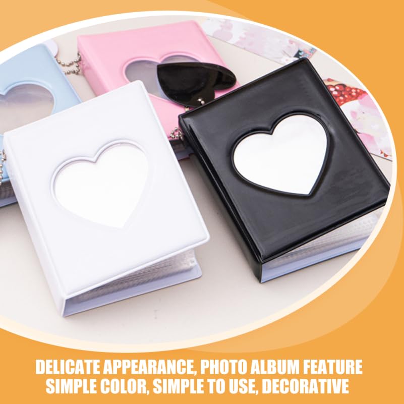 Cabilock 2-Pack Mini Photocard Binders with Heart Windows, Black and White